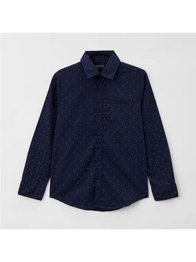 Size 10 Boys Mayoral Dark Blue Patterned Button Down Shirt